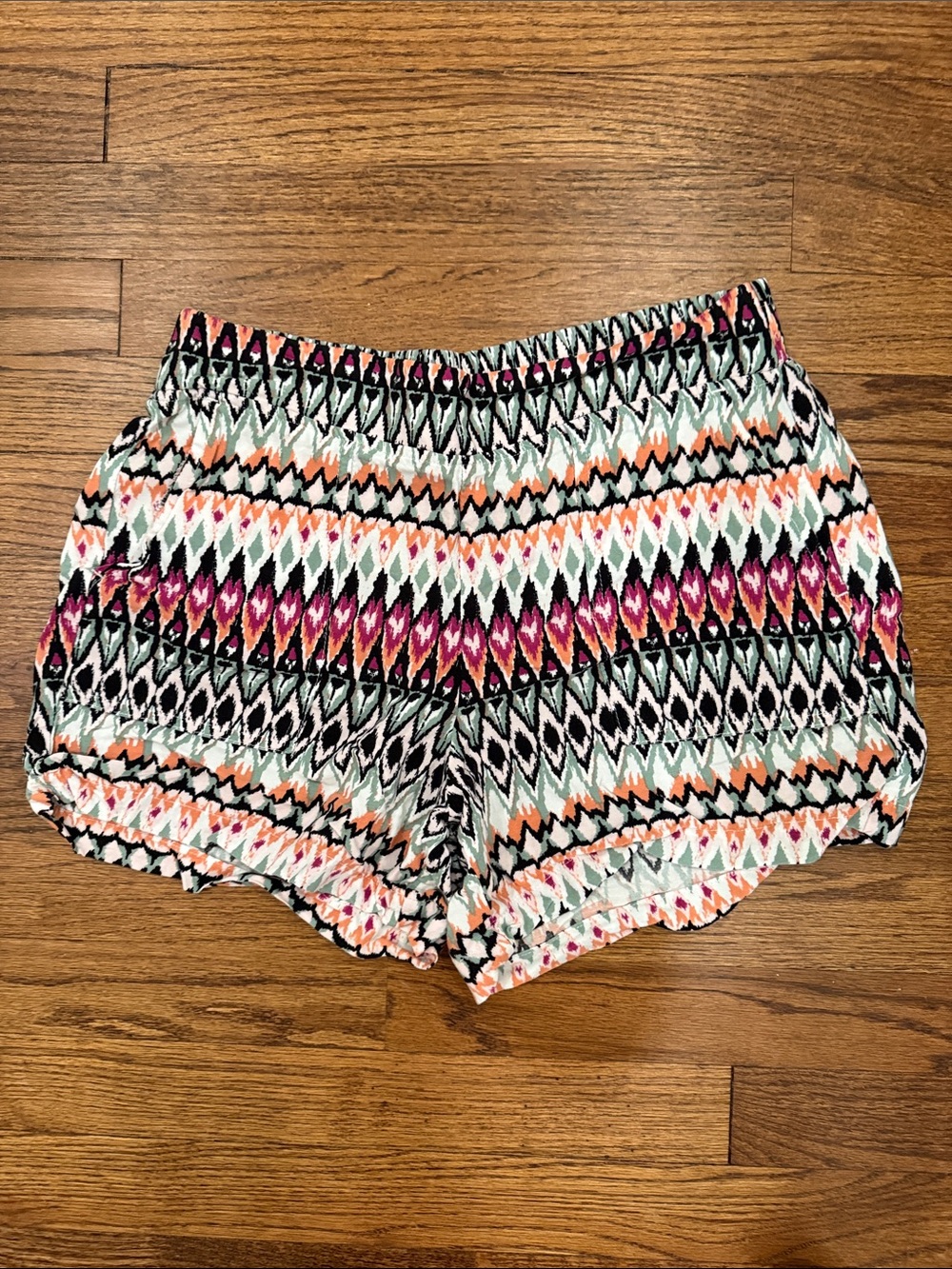 Wildfox Multicolor Geo-Print High-Waist Shorts